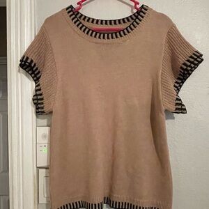 SHEIN Tan and Black Crew Neck Sweater